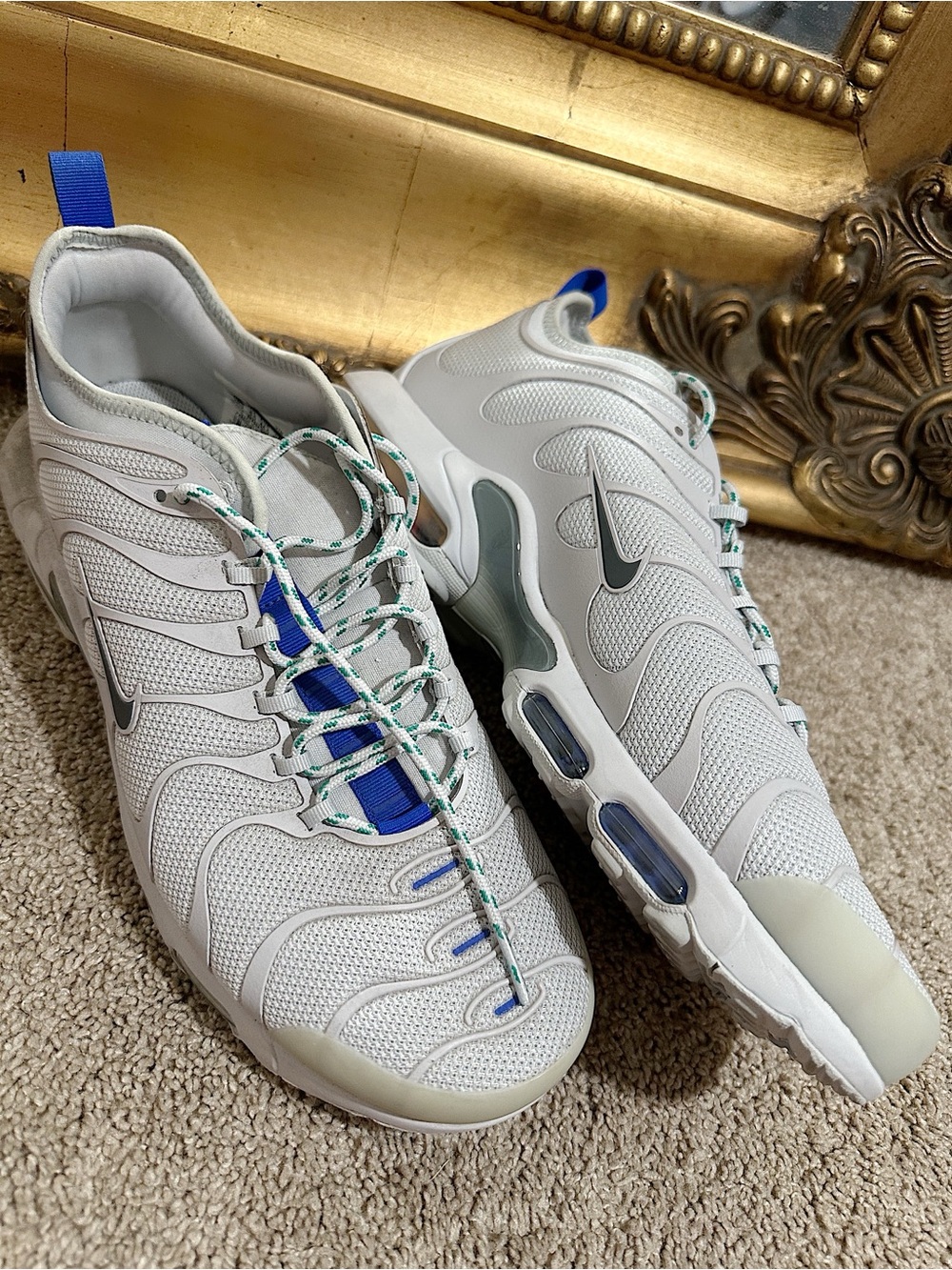 Lightly Worn Nike Air Max Plus TN Ultra Gray Blue Sneakers Size 10.5